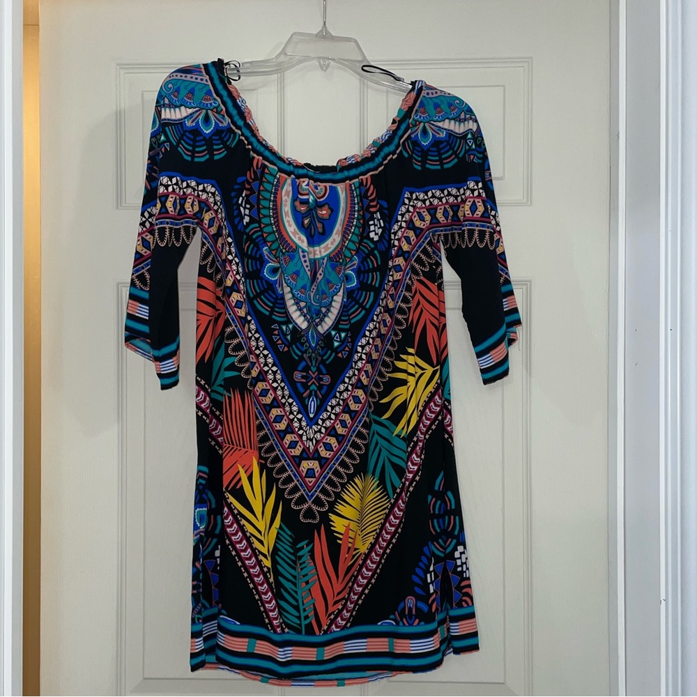 Multi colored off the shoulder dress